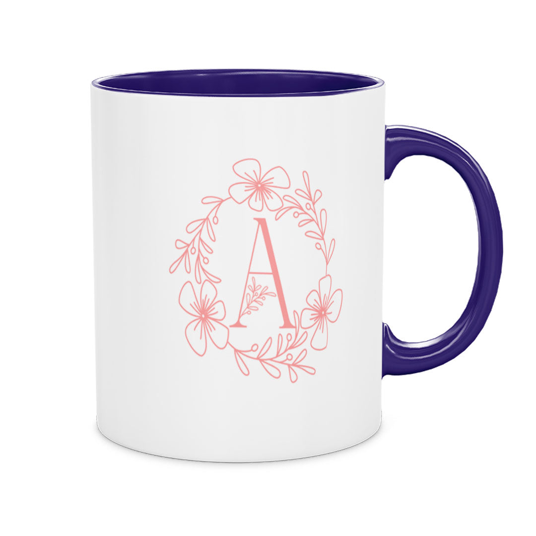 Ceramic Mug 11oz - Vibrant floral botanical artwork with orange, pink, and purple flowers on a white ceramic mug
