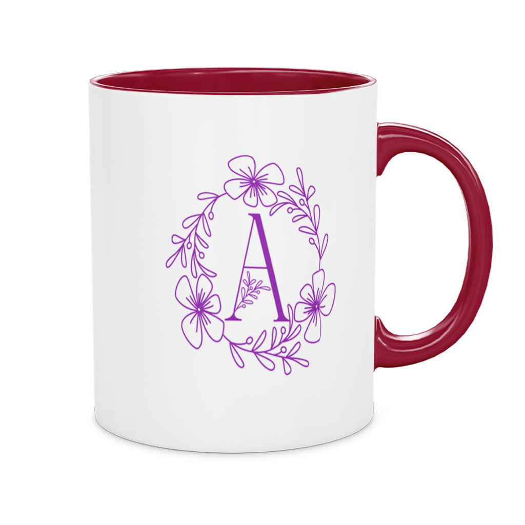 Ceramic Mug 11oz - Ceramic mug with a delicate, feminine floral design in shades of pink, purple, and green