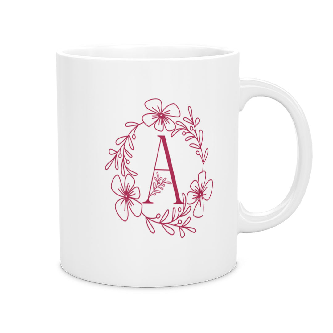 Ceramic Mug 11oz - Delicate, watercolor-style floral pattern adorning the surface of a white ceramic coffee mug