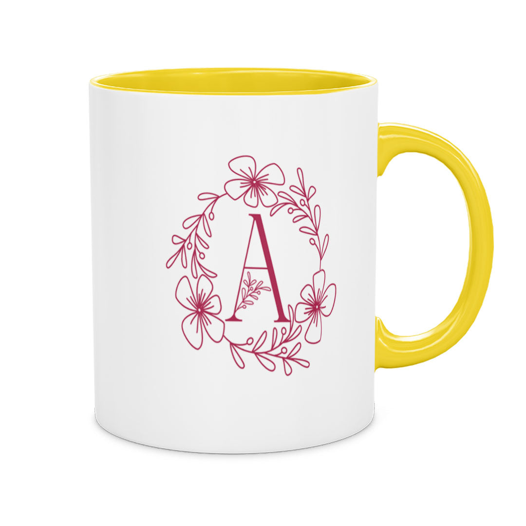 Ceramic Mug 11oz - Whimsical, hand-painted floral artwork adorning the exterior of a white ceramic coffee mug