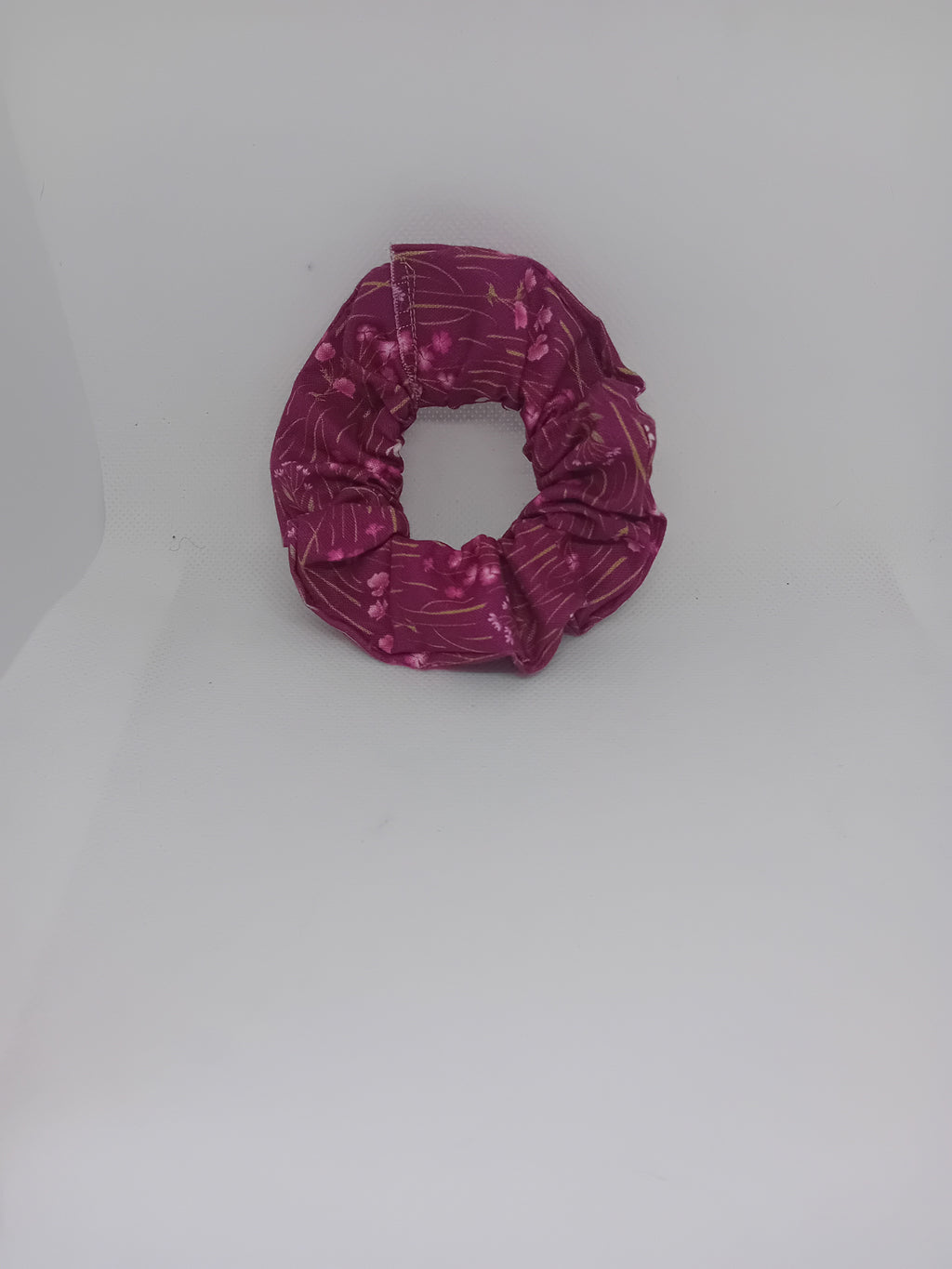 Burgundy floral scrunchie