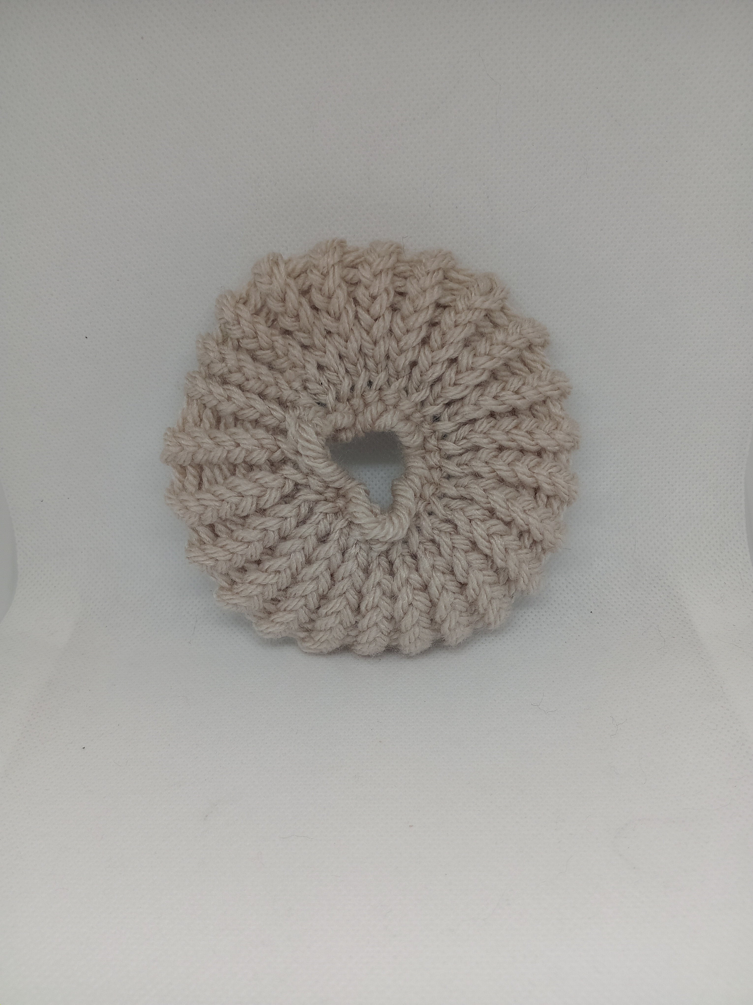 Neutral Beige Chunky Knit Scrunchie