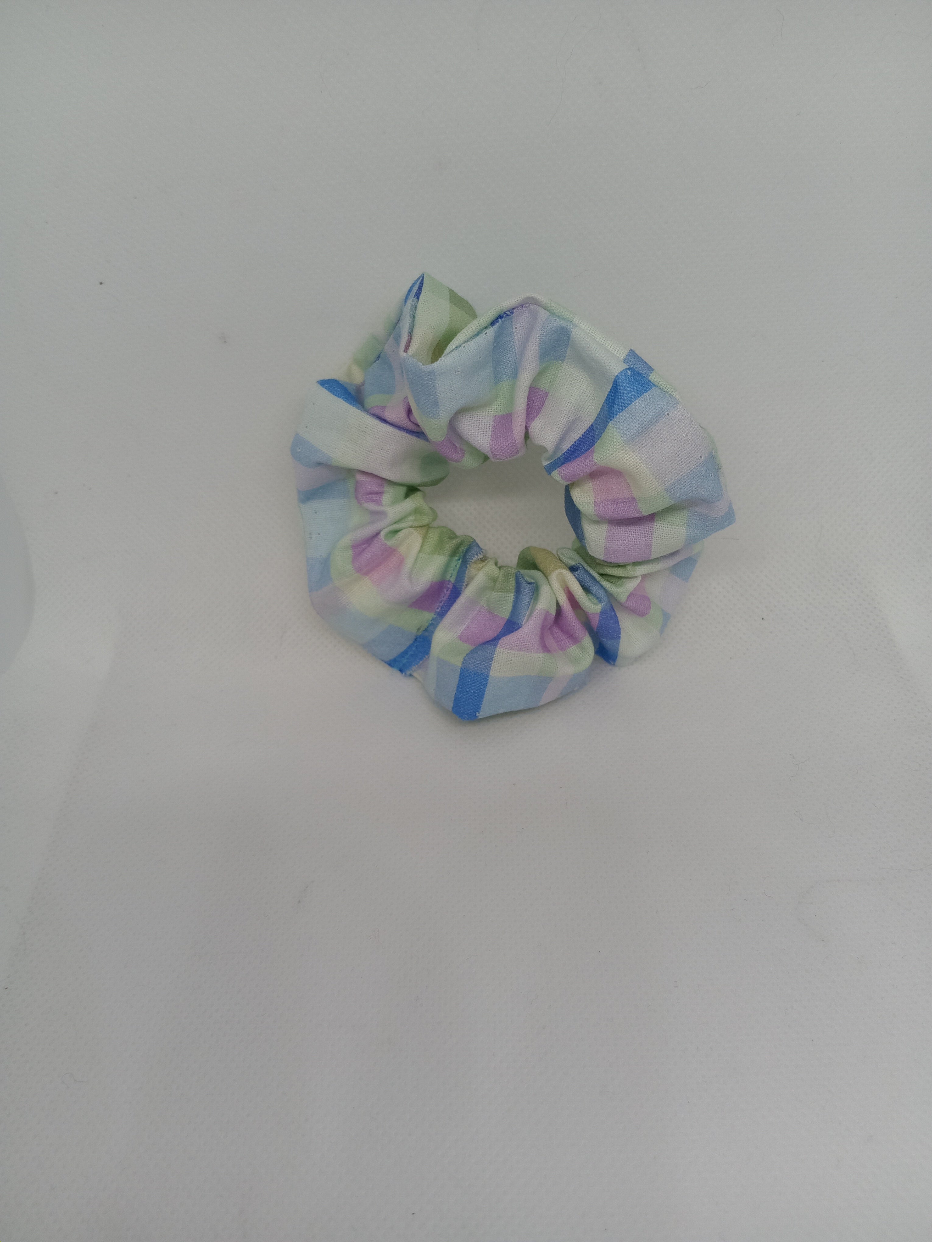 Pastel Plaid Hair Scrunchie
